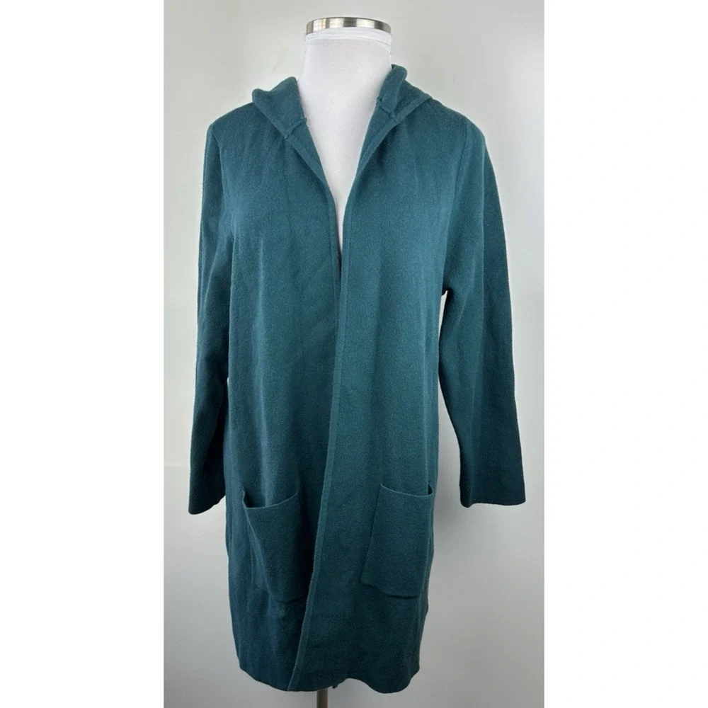 Torrid Open Front Hooded Cardigan Sweater Jacket Pockets Dark Teal Plus Size 3X - Picture 2 of 14